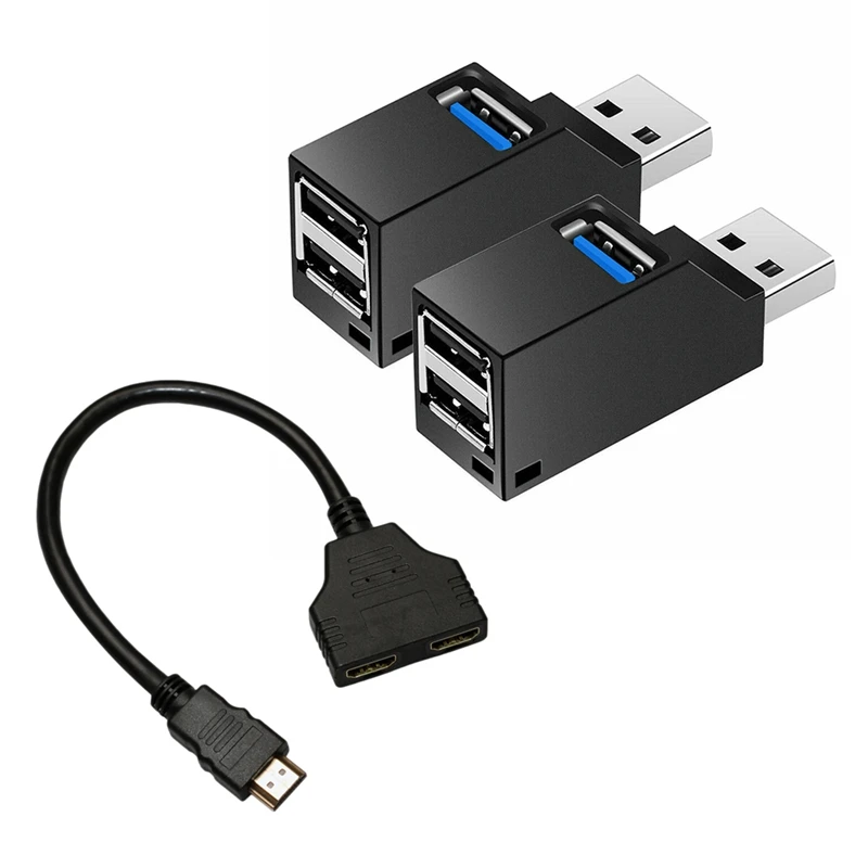 

Высокоскоростной разветвитель с 1 штекером на 2 разъема HDMI и 2 шт. с 3 портами USB 3,0