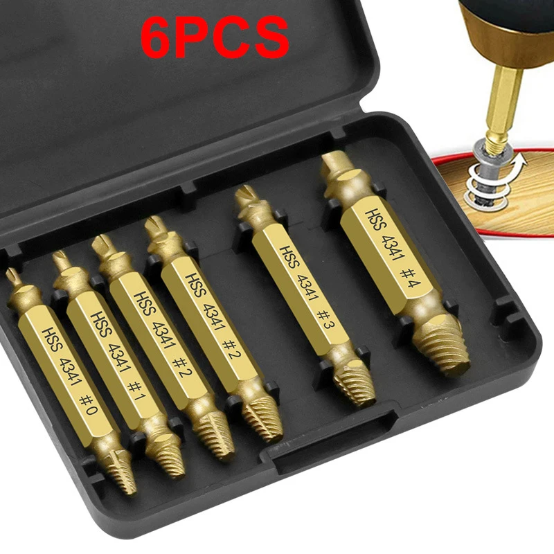 

6 Sets of Drill Bits with Damaged Screws, Damaged Screws and Fallen Bolt Pullers, Screw Removal Tool, Nail Extractor Box