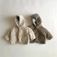 2022 new baby winter warm hooded coat fashion dot print long sleeve thicken cotton jacket for boys and girls children coat