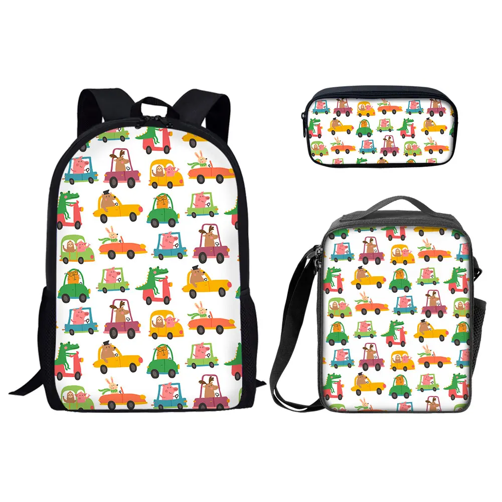 

Binienty Cute Car Motorcycle airplane for teenage backpack for kids boys and girls School Bag 3 pieces
