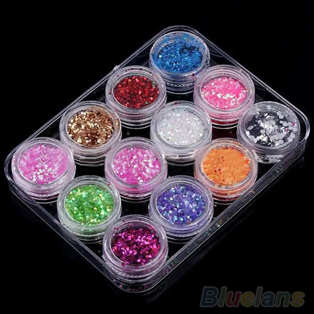 12 цветов Французский маникюр УФ-гель акриловый DIY Блестящий Декор Блестки для