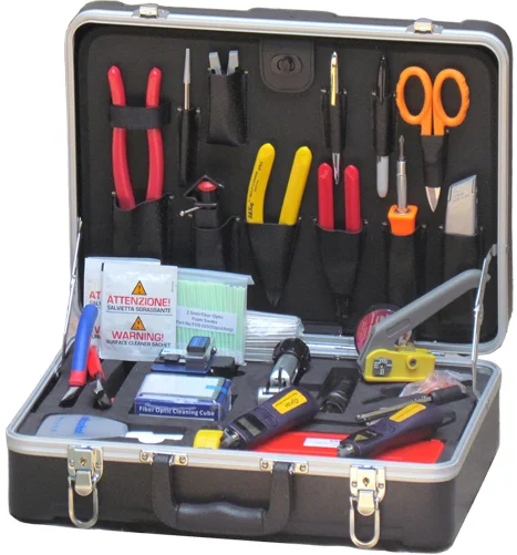 

FCST210201 Deluxe Fiber Optic Fusion Splicing Toolkit Including Fiber Cable Jacket Stripper Pocket Visual Fault Locator VFL
