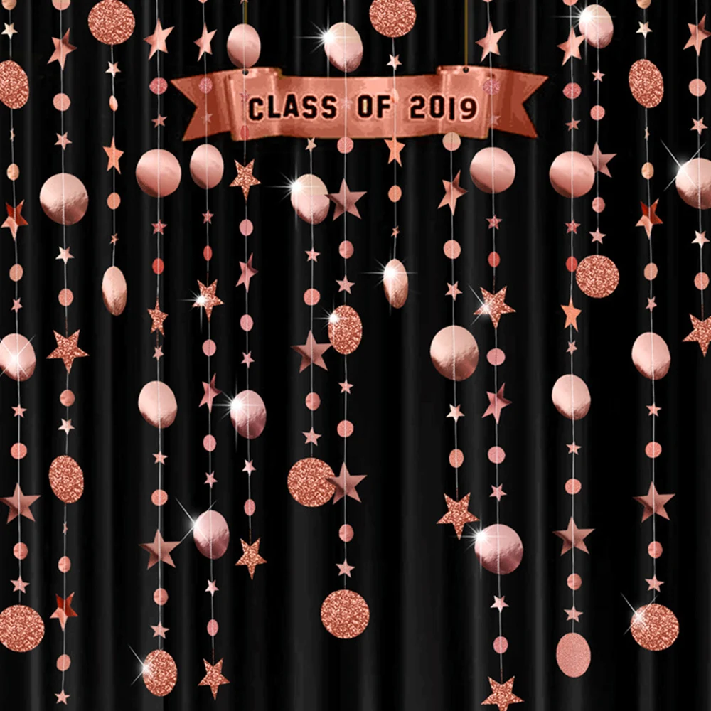 Звезда Круглый Золотой занавес гирлянда золото серебро бумага флэш баннер цепь