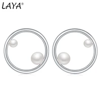 laya 925 sterling silver fashion geometric design natural pearl earrings for women party fine jewelry 2021 trend