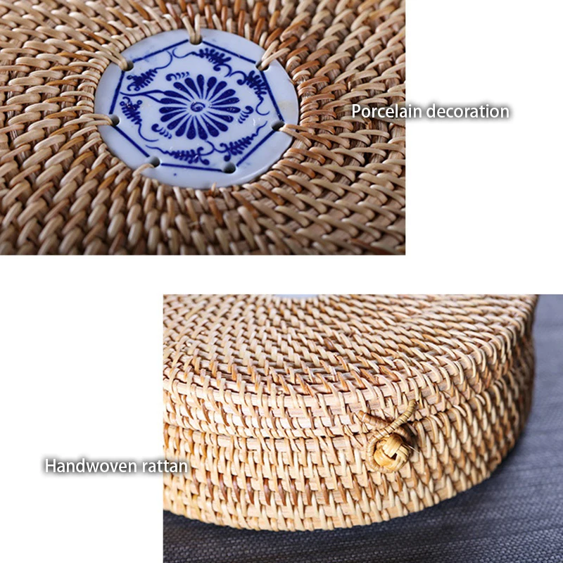 Handwoven Rattan Storage Box With Lid Wicker Tea Food Container Picnic Bread Fruit Cake Basket Ornament Kitchen Organizer | Дом и сад