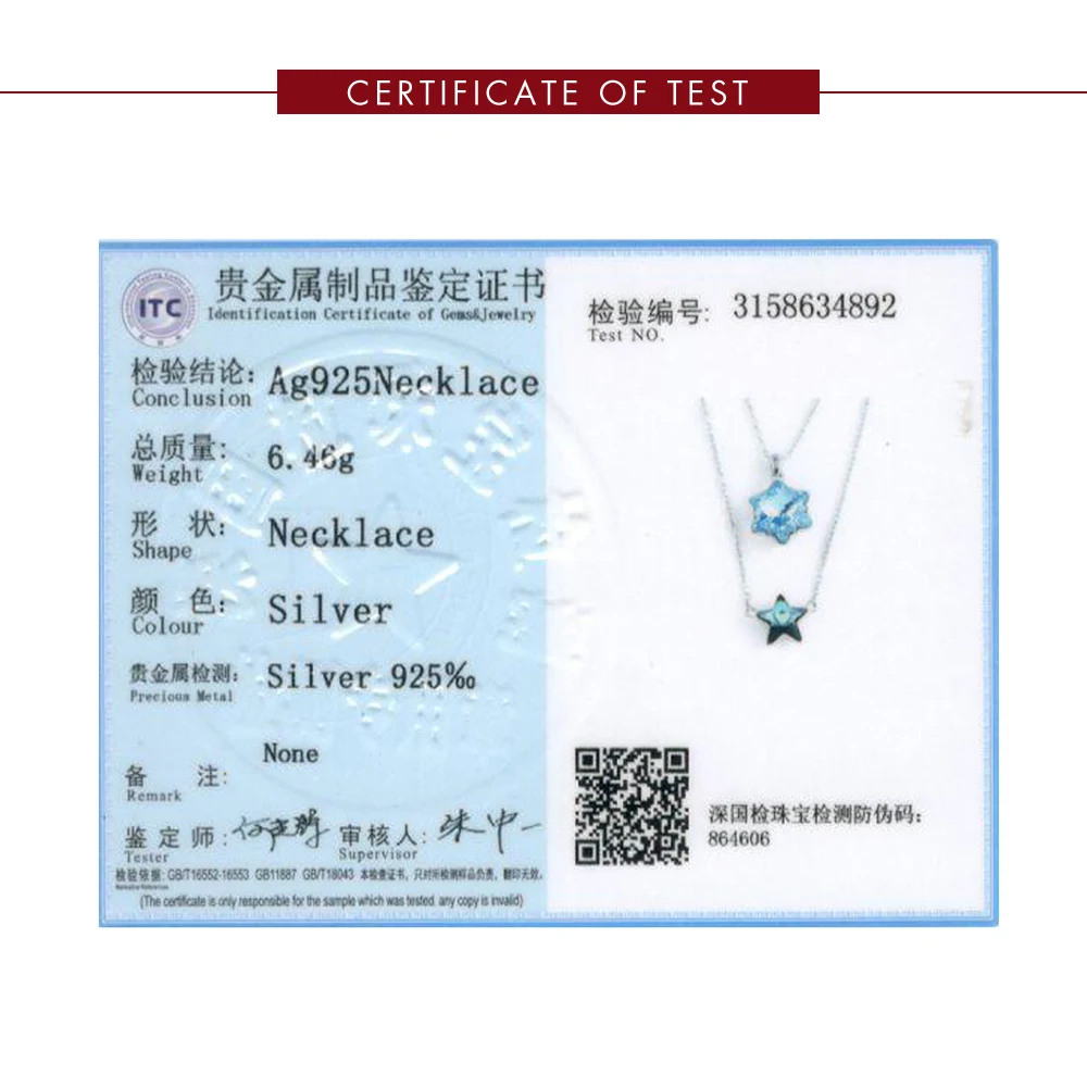 

ZEMIOR 925 Sterling Silver Snowflake Star Double Chains Pendant Necklaces For Women Blue Austria Crystal Stackable Necklace Bset