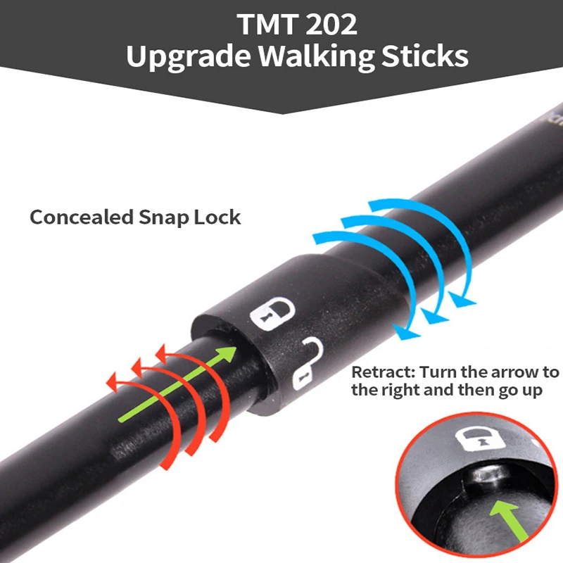 TMT Пятисекционный складной телескопическая скандинавские палки 7075 палка дубинка