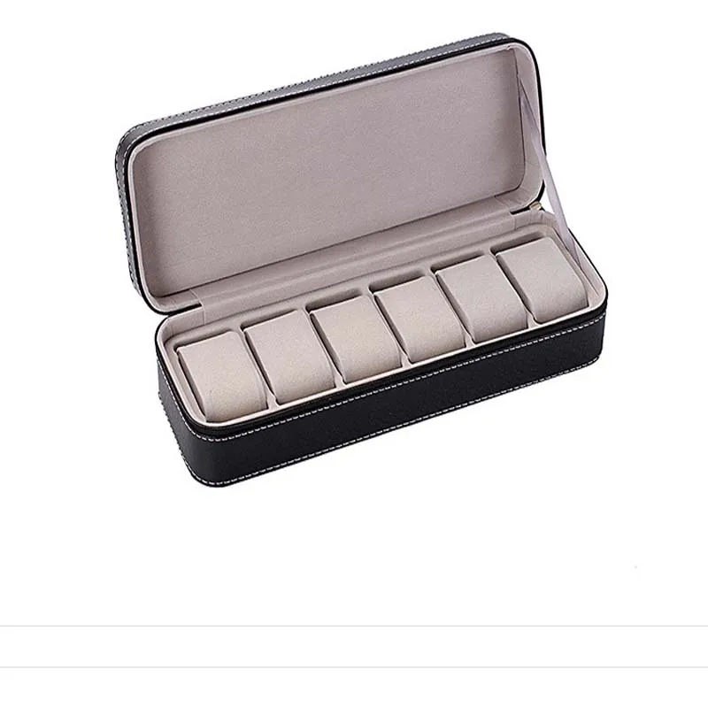 Кожаный чехол для часов на молнии 6 позиций | Наручные часы