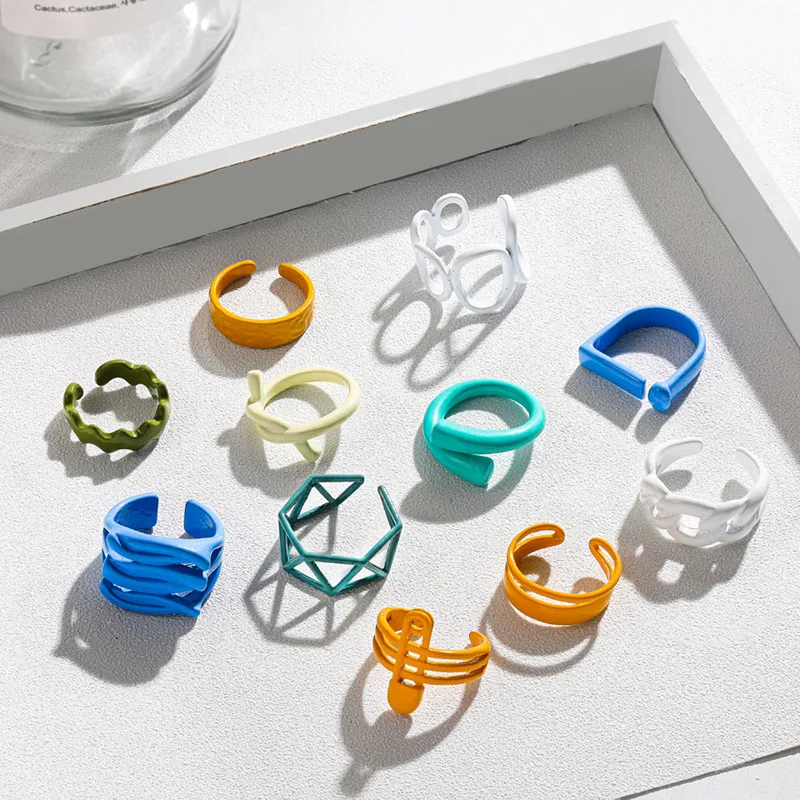 Женское Открытое кольцо в виде Макарон AOMU разноцветное геометрическое