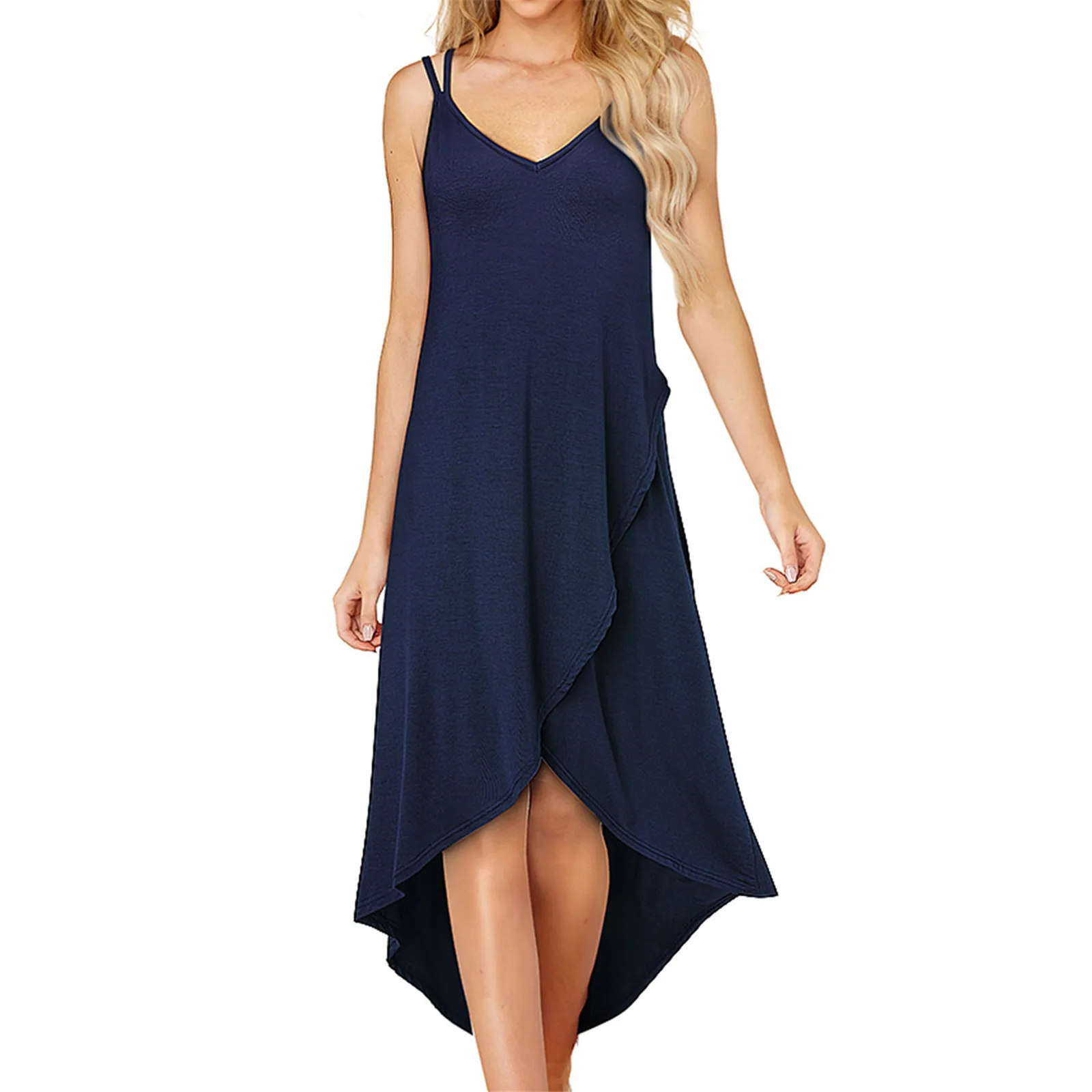 

Women’s Fashion Off Shoulder Belt Sleeveless Solid Color Casual Mini Dress
