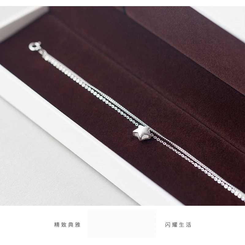 Женский браслет на ногу из серебра 925 пробы с двухслойной звездой|Анклеты| |