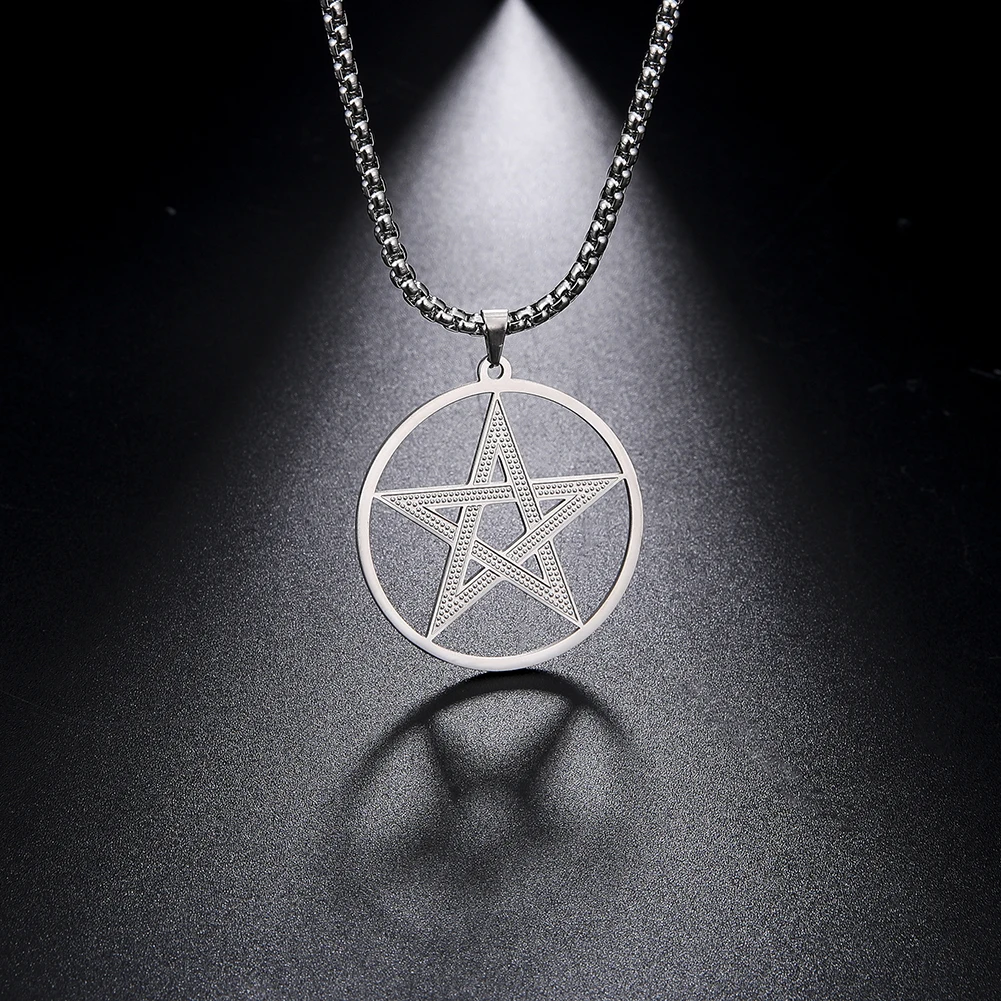 

Dawapara Witchcraft Pentagram Pendant Necklaces Vintage Amulet Talisman Stainless Steel Jewelry for Men