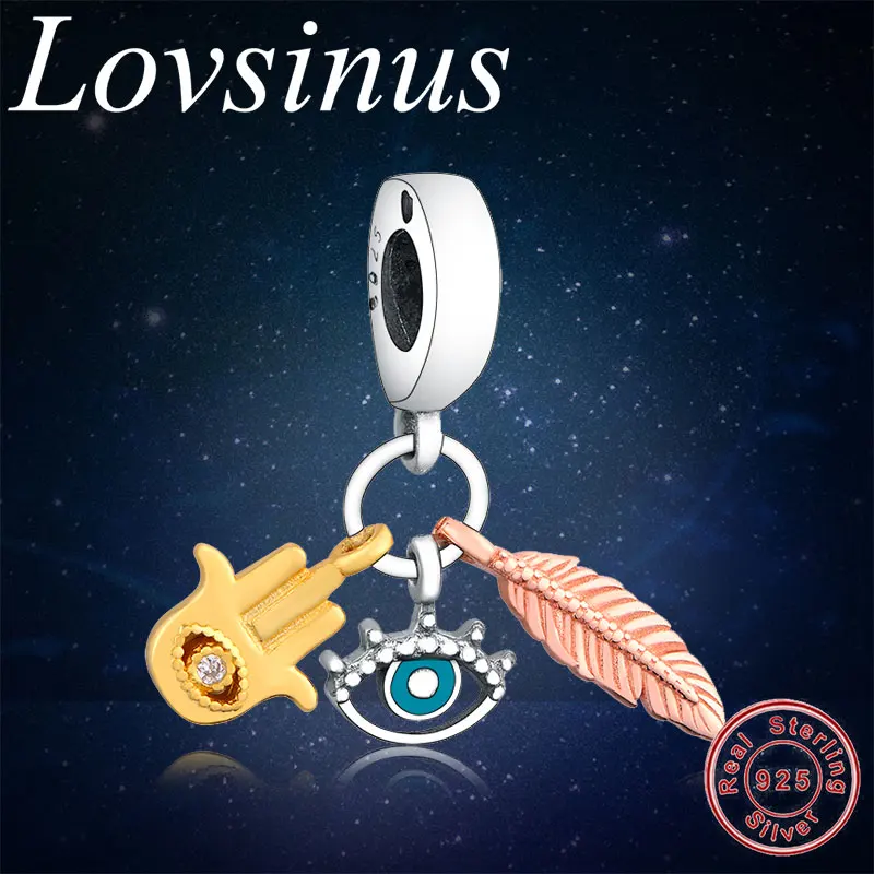 

Подвеска для браслета из серебра 925 пробы, с перьями и глазами