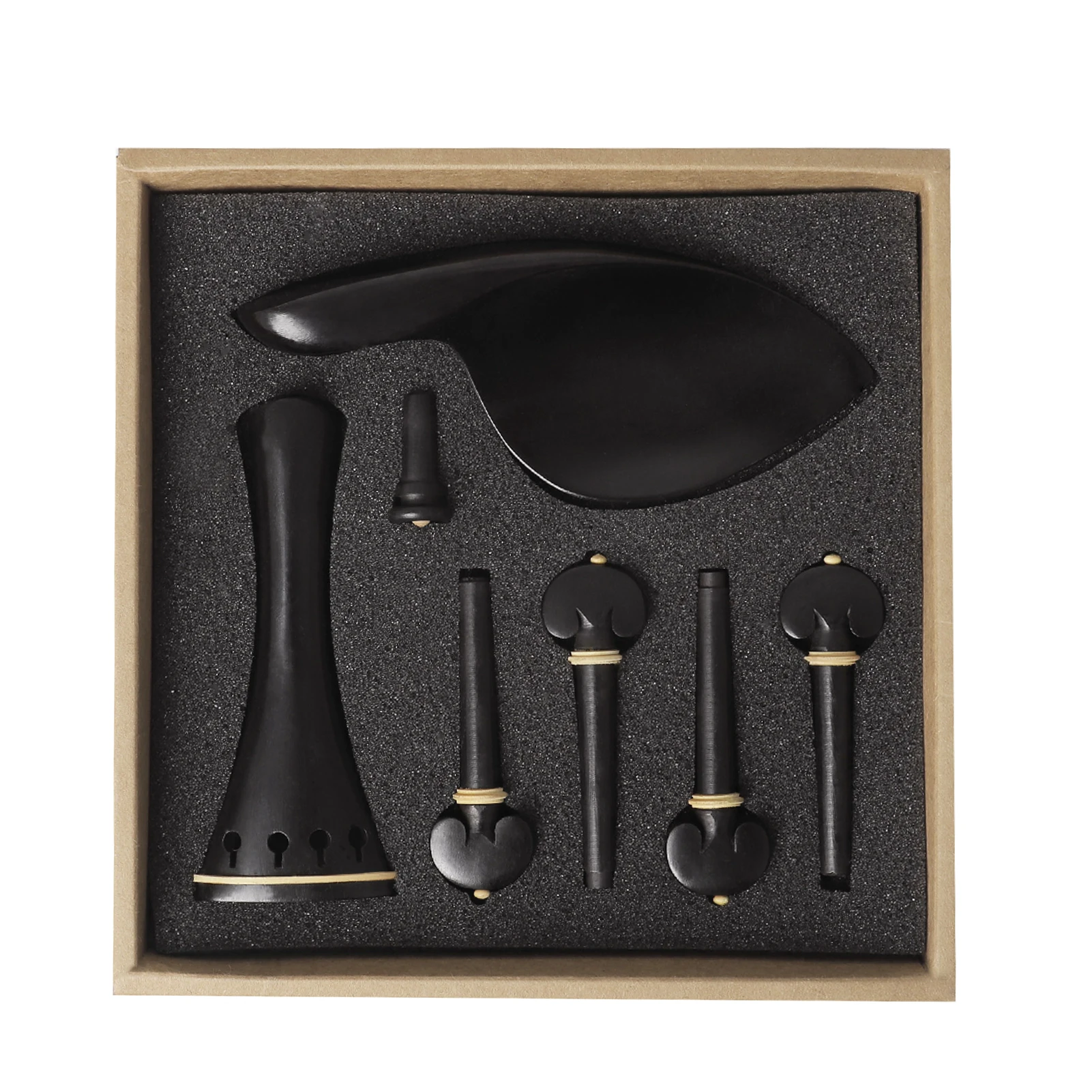 

Muslady 4/4 Violin Accessory Parts Set Ebony with Tailpiece Chin Rest End Pin Tuning Pegs