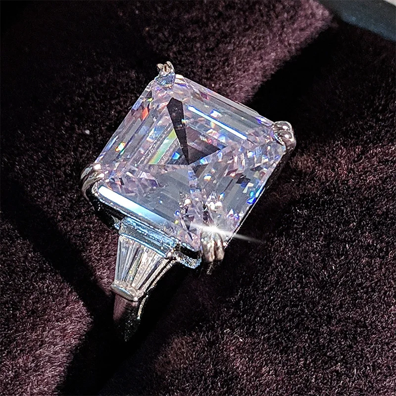 

925 sterling silver asscher Cut trapezoid baguette cut Rings for women engagement Luxury rings jewelry gif sepcial unique R4337S