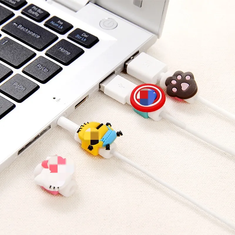 20 шт./лот Милая мультяшная фигурка USB кабель для передачи данных протектор