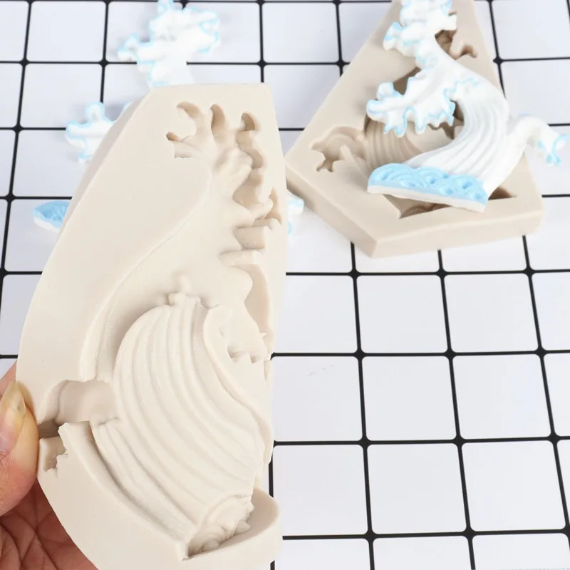 Aomily Ocean Spray Shaped 3D Silicon Fondant Chocolate Candy Cake Bakeware Mold DIY Pastry Bar Ice Block Soap Mould Baking Tool | Дом и сад