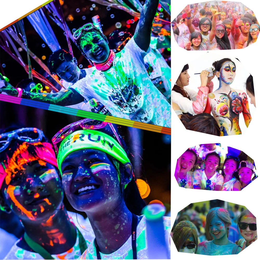 Пигментный Порошок Biutee 12 цветов светящийся в темноте с УФ лампой неоновая краска