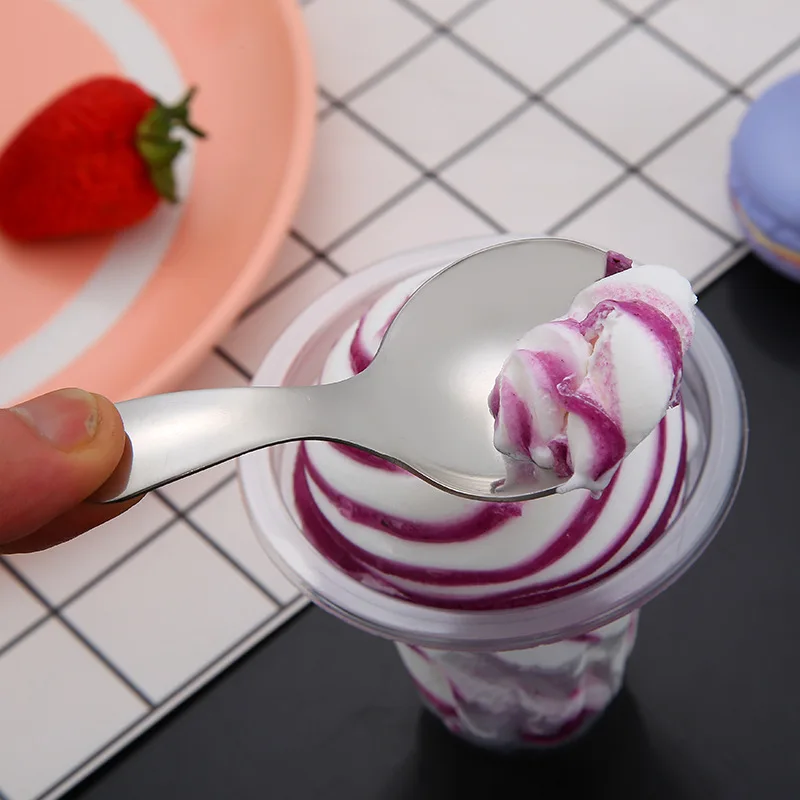 

Stainless steel ice cream spoon, children's small round spoon, household tea spoon