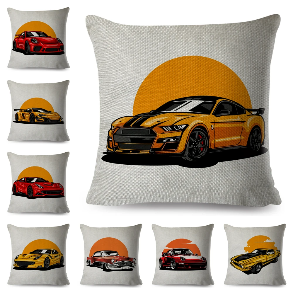 

Cartoon Supercar Cushion Cover Decor Hypercar Classic Car Print Pillowcase Polyester Pillow Case for Sofa Home Children Room