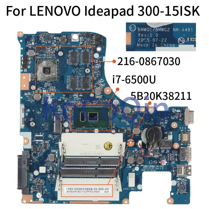 KoCoQin материнская плата для ноутбука LENOVO Ideapad 300 15ISK i7 6500U NM A481 5B20K38211 SR2EZ 216 0867030