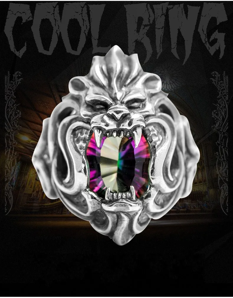 S925 чистого серебра ювелирные изделия тайский серебряный голова льва из кольца с