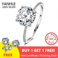 classic luxury tibetan silver s925 ring 3 0ct 10 hearts arrows zirconia diamond wedding band engagement jewelry for women r316