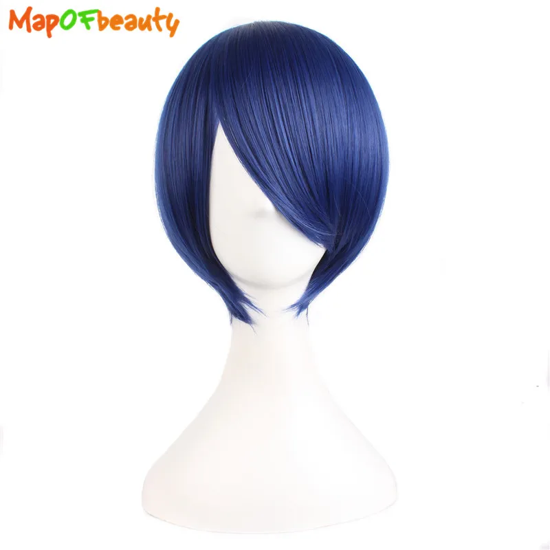 MapofBeauty 1" короткий прямой коричневый синий черный белый блондин парик термостойкий костюм косплей парики натуральные искусственные синтетические волосы