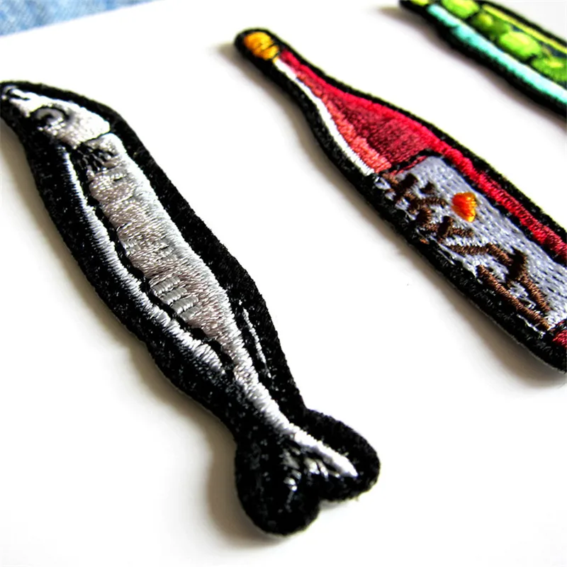 10 teile/los Japan Kawaii Wein Pea Fisch Patches Eisen auf Abzeichen Streifen Mode Kleidung Appliques Nähen Stickerei Billige Aufkleber – Detail 3