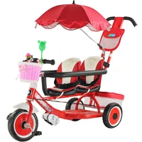 multifunction baby twin tricycle baby push trolley kids bikes double seat three wheel stroller bicycle umbrella car 1 6y