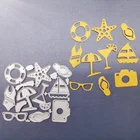 Металлические режущие штампы, Пляжное игровое оборудование, декоративная стальная рама, сделай сам, скрап-бронь, фотоальбом, бумажные карточки для тиснения 7,8*8,7 см