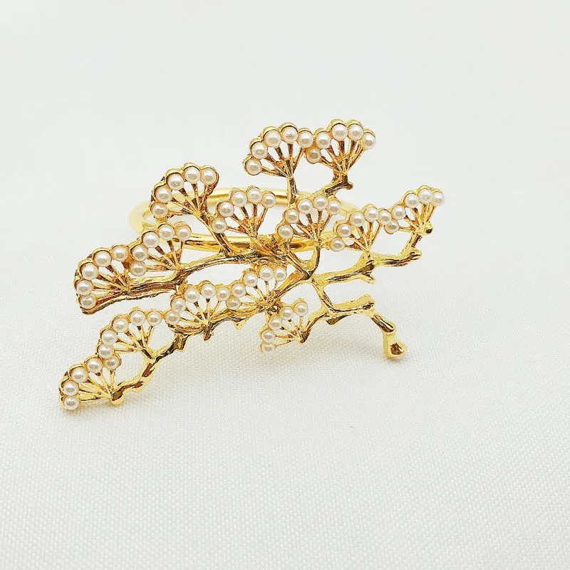 12 шт./лот жемчужная сосновая Пряжка для салфеток из цинкового сплава кольца