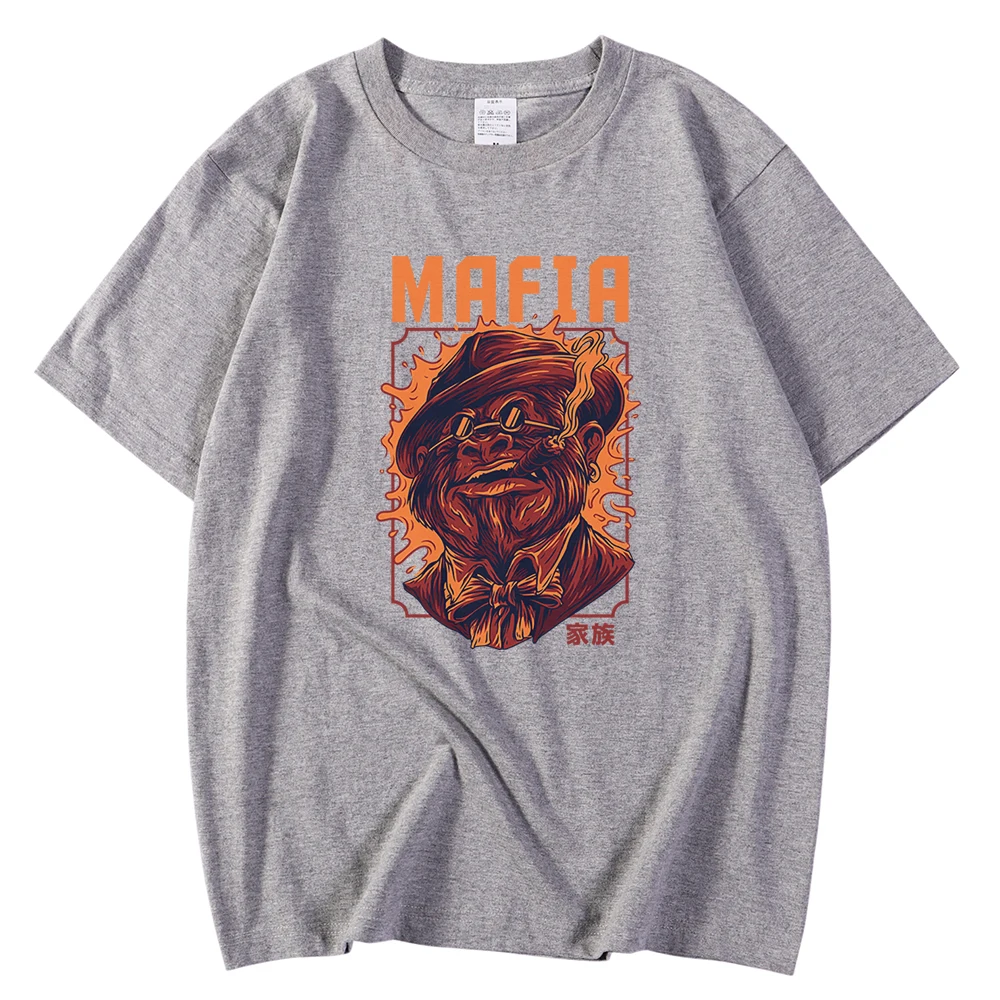 

Men's O-Neck T-Shirts Orangutan Mafia Print Oversized Clothing Comfortable Short Sleeve S-Xxxl New
