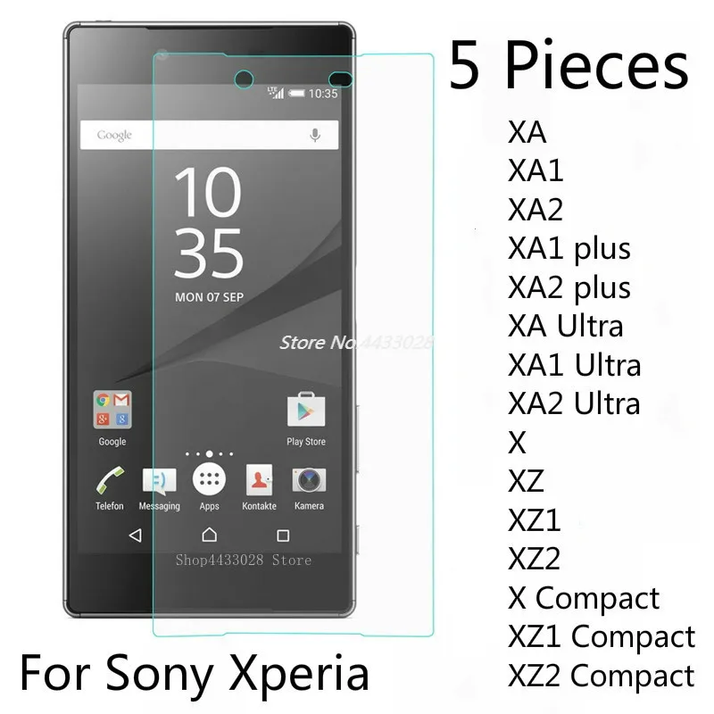 5 шт. закаленное стекло для Sony Xperia XA XA1 XA2 Plus Ультра Защитная пленка X XZ XZ1 XZ2