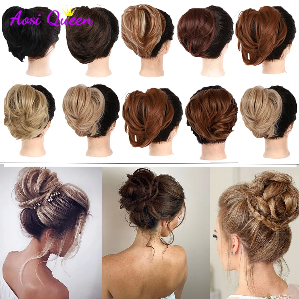 

Curly Hair Bun Messy Synthetic Straight Chignons Hair Extensions Hair Piece Wrap Ponytail Hair Tail Updo Fake Hair Bun Hairpiece