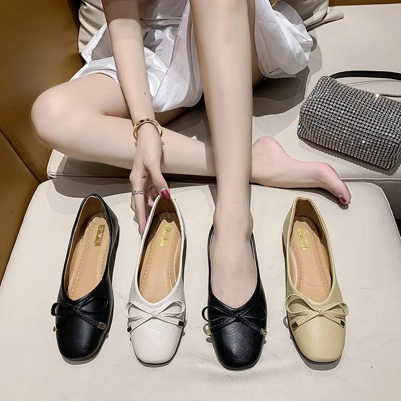 XGRAVITY 2021 Сезон весна-осень Туфли-лодочки с бантиком-бабочкой туфли на плоской