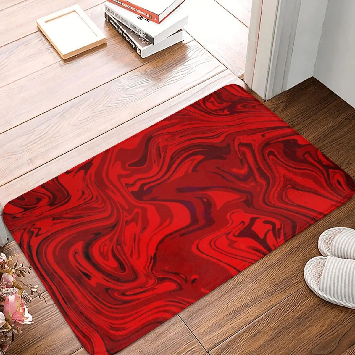 

Grunge Red Doormat Carpet Mat Rug Polyester PVC Anti-slip Floor Decor Bath Bathroom Kitchen Living Room 40x60