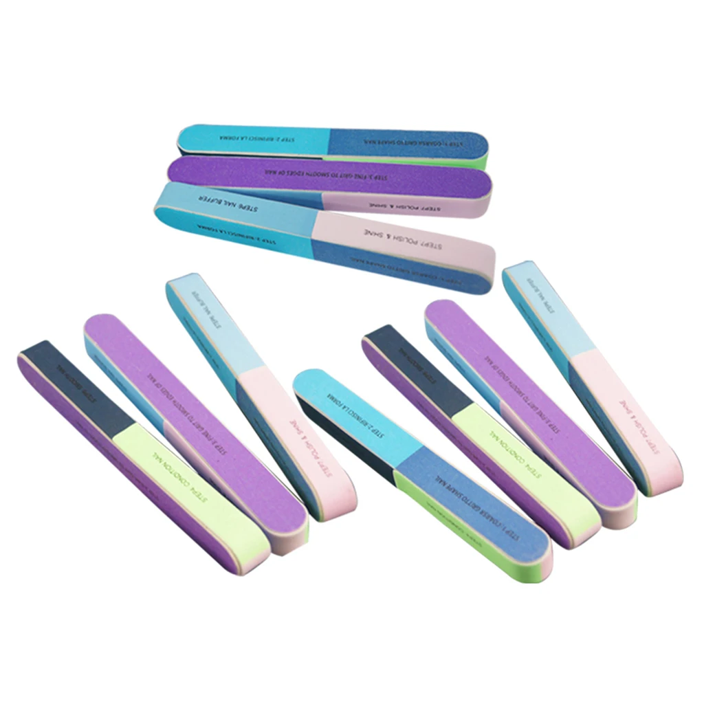 

10Pcs Colorful 6-way Gel Nail Files Toenails Shiner Buffers for Salon Home