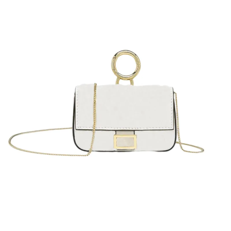 

11CM Mini Flap Baguette Charm Bag Embossed Letter Leather Chains Clutch Womens Shoulder Crossbody Tote Bag Handbag Purse