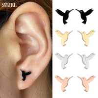 unique stainless steel stud earrings small flying bird pendant hummingbird earring for women jewelry personality gift oorbellen