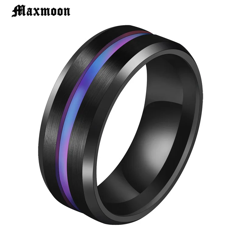 Maxmoon Горячая обручальные кольца черный синий из нержавеющей стали Midi Кольца для мужчин Шарм мужские ювелирные изделия дропшиппинг