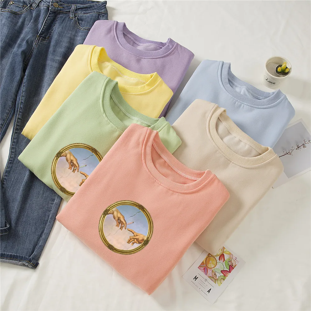 90s Clothes Vintage Style Sweatshirts Women Funny Hands Print Sweetshirt Autumn Winter Full Sleeve Hoodies Women Hoodies Casual