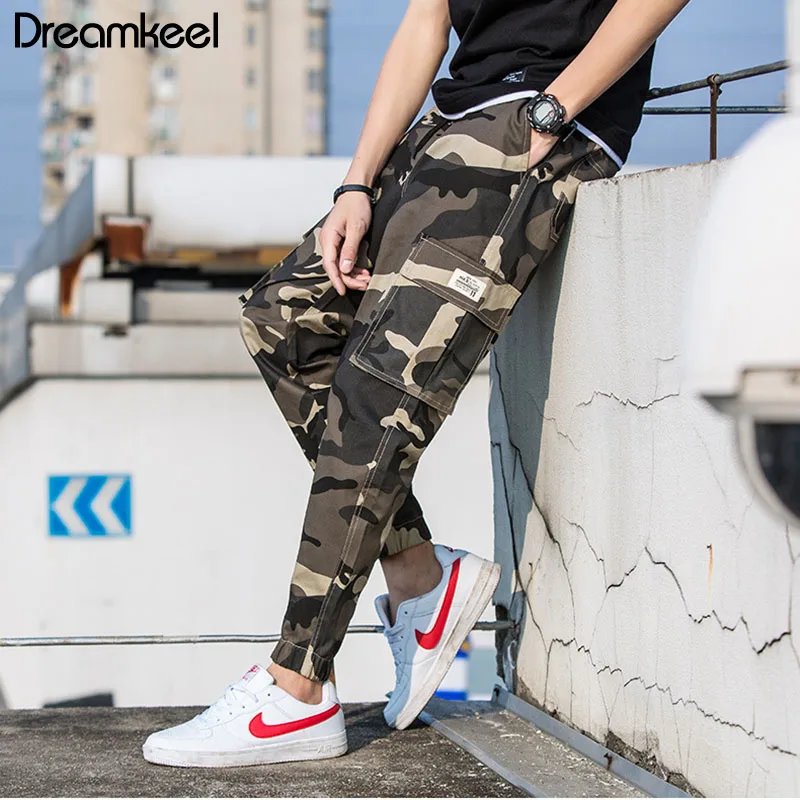 Мужские спортивные брюки в стиле хип хоп повседневные черные для бега с боковыми