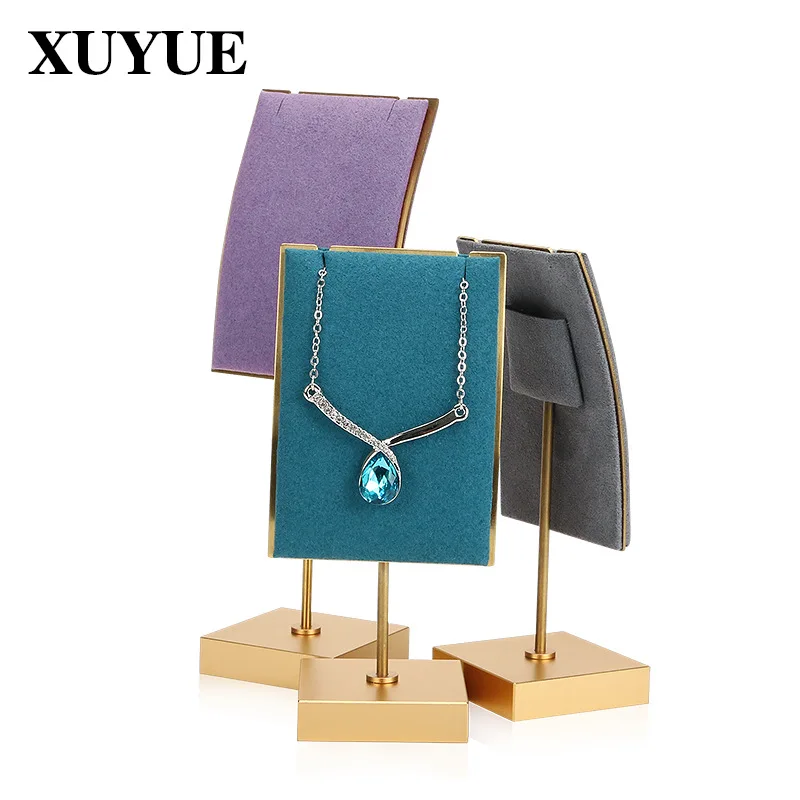 necklace pendant display stand Jewelry high-end jewelry  factory direct metal microfiber jewelry display props display stand
