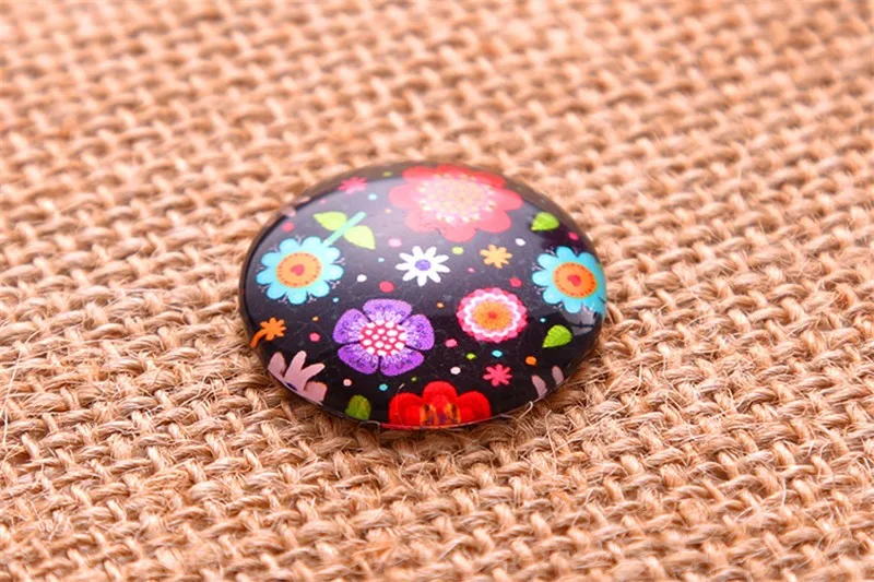 

20pcs Flatback Crystal Glass Beads Cabochon Setting DIY Round Cameo Flower Print Pendant Charms Crafts Jewelry Embellishments