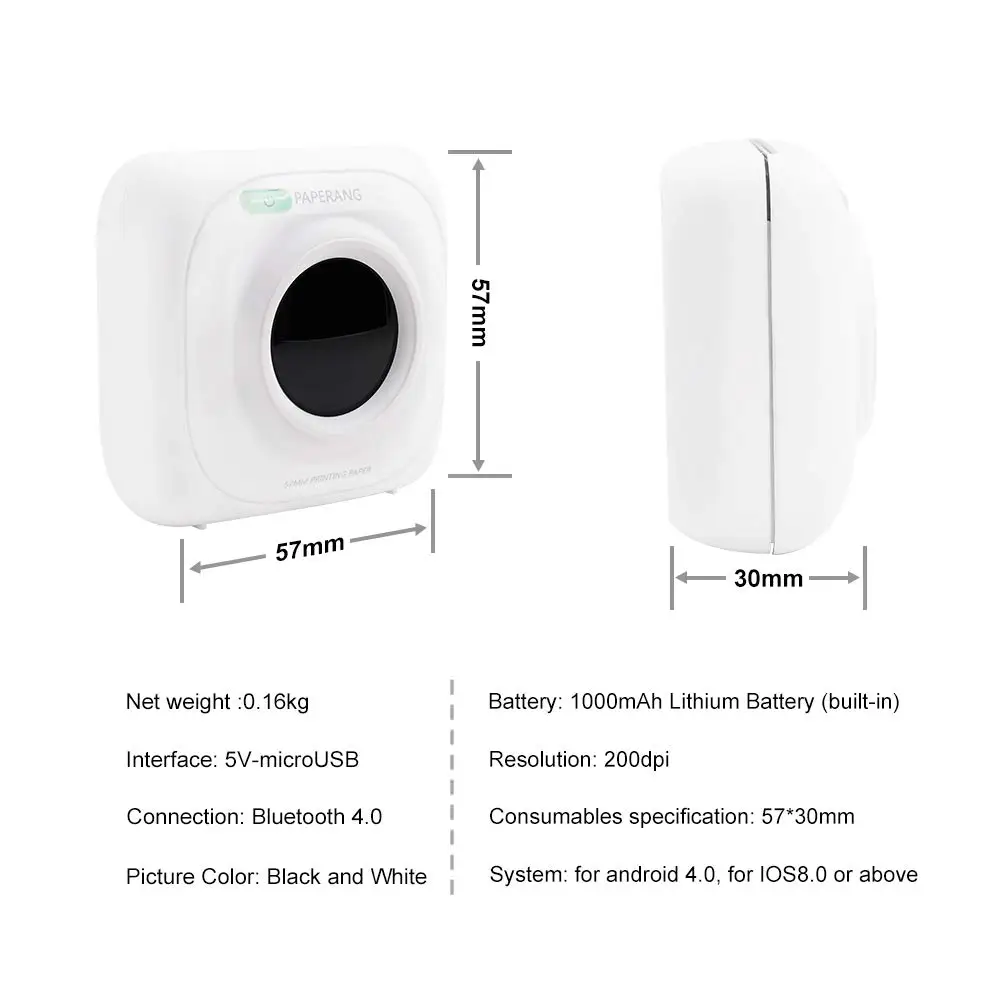 PAPERANG P1 портативный Bluetooth 4,0 принтер термальный фото телефон Беспроводное подключение мини карманные принтеры для iOS Android Windows