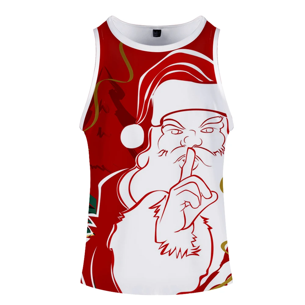 Рождество 2019 Летние удобные Майки с 3D принтом из мультфильма топы в стиле хип хоп