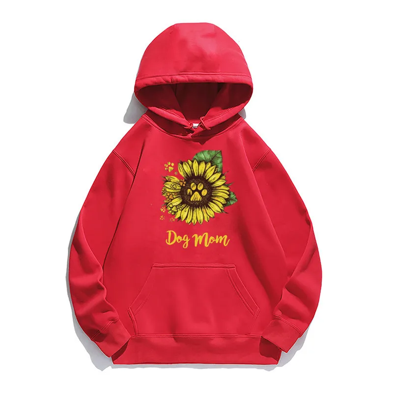 

Women Hoodie Dog Mom Sunflower Printed Hoodies Women Fleece Long Sleeve Loose Sweatshirt with Hat Girls Pullovers Winter
