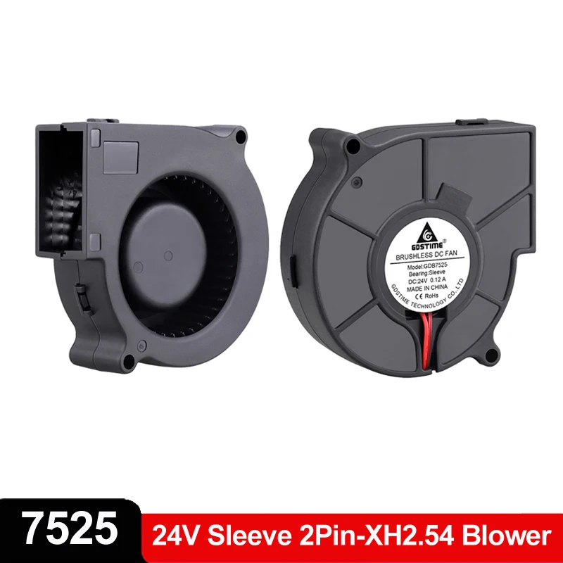 

2Pcs Gdstime 75mmx75mmx25mm DC 24V 2Pin 7525 75*25MM Turbo Centrifuge Cooling Fan Brushless Exhaust Heatsink Radiator Blower Fan