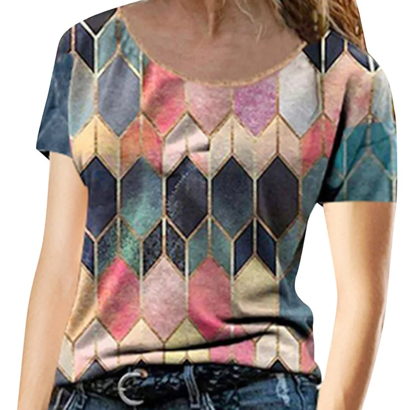 Женская винтажная рубашка с геометрическим принтом весенне осенний